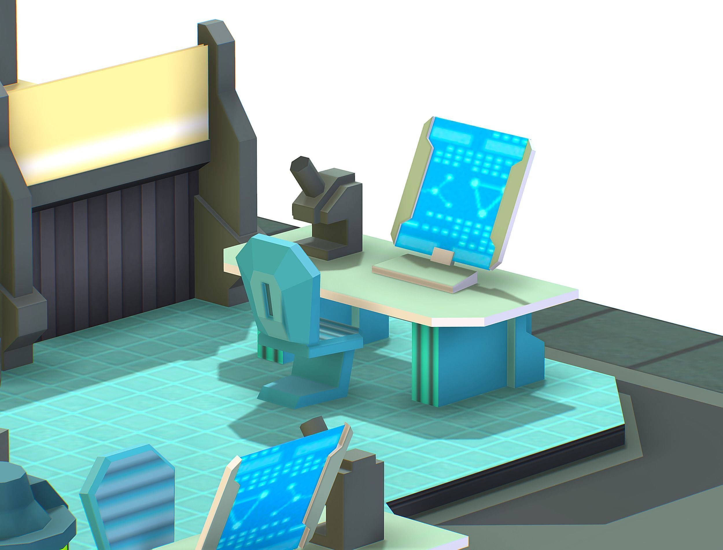isometrical Underground Chemical Lab Room 1 Low-poly 3D model_11