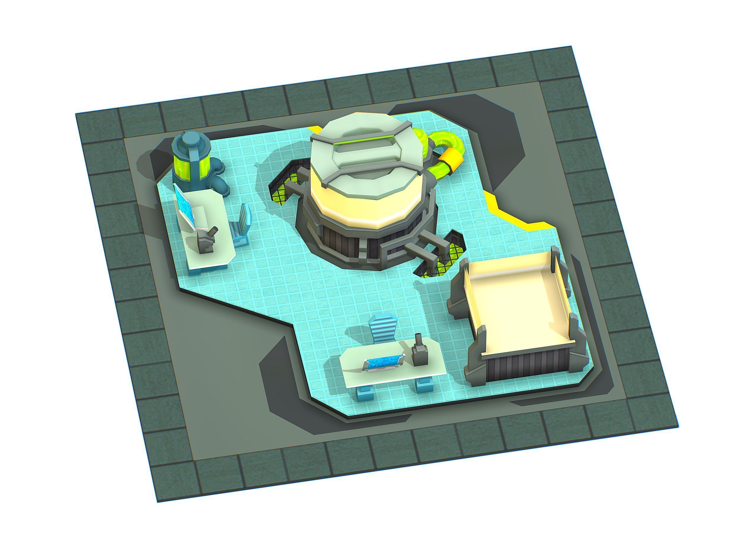 isometrical Underground Chemical Lab Room 1 Low-poly 3D model_4