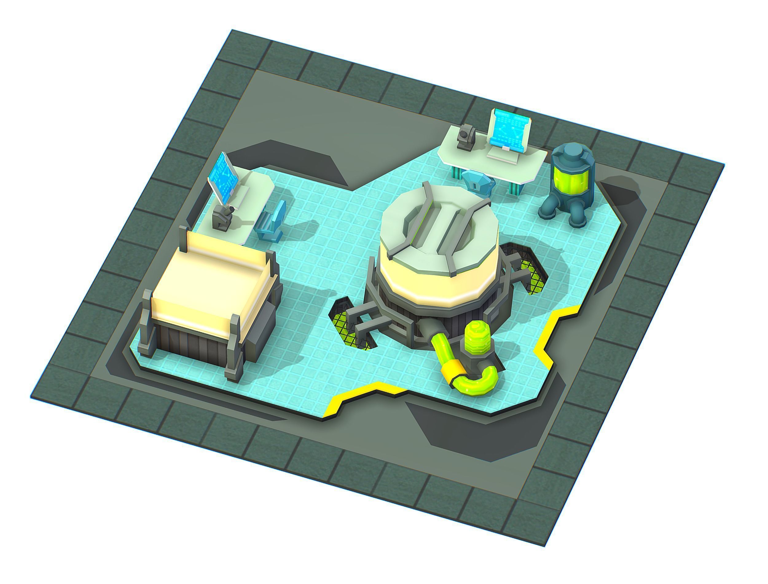 isometrical Underground Chemical Lab Room 1 Low-poly 3D model_1