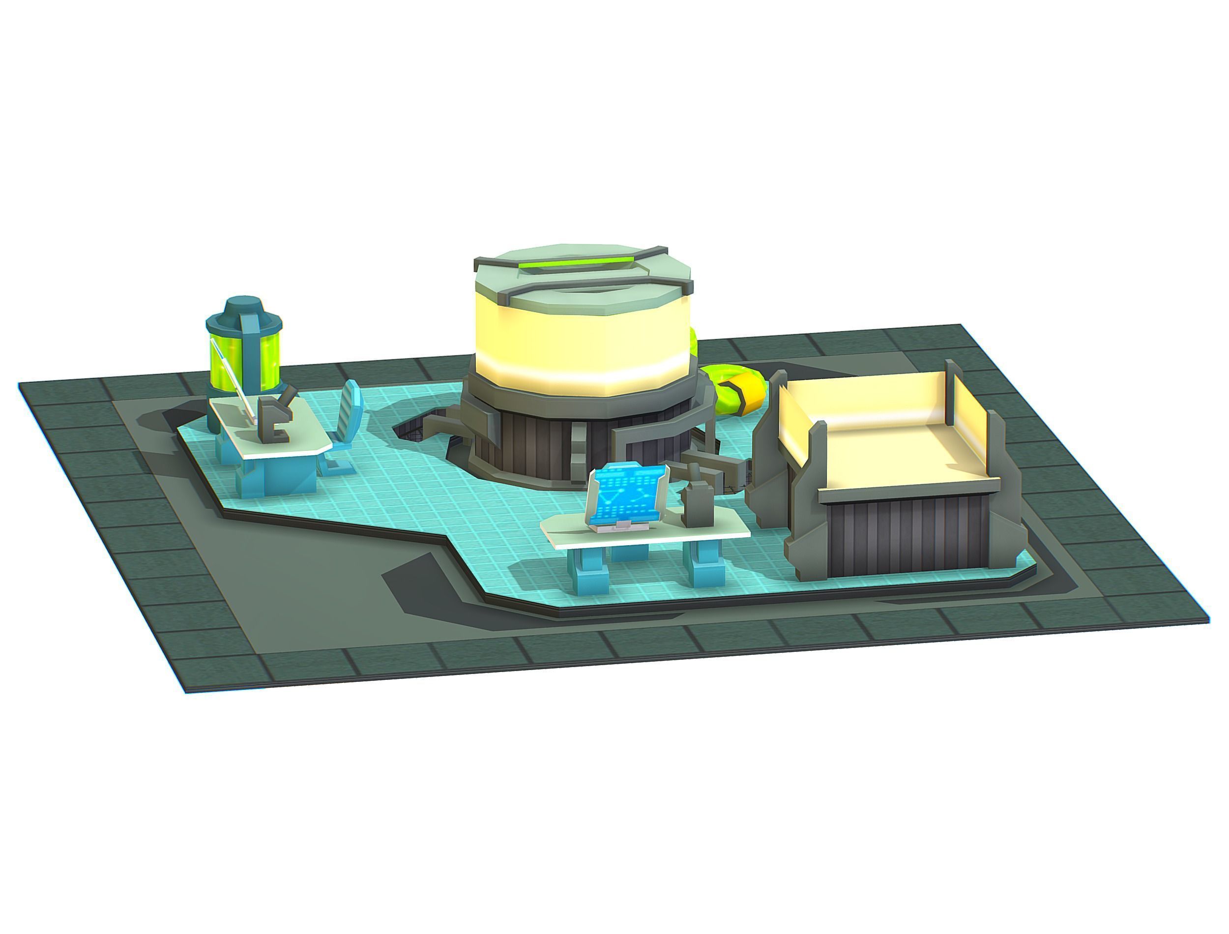 isometrical Underground Chemical Lab Room 1 Low-poly 3D model_6
