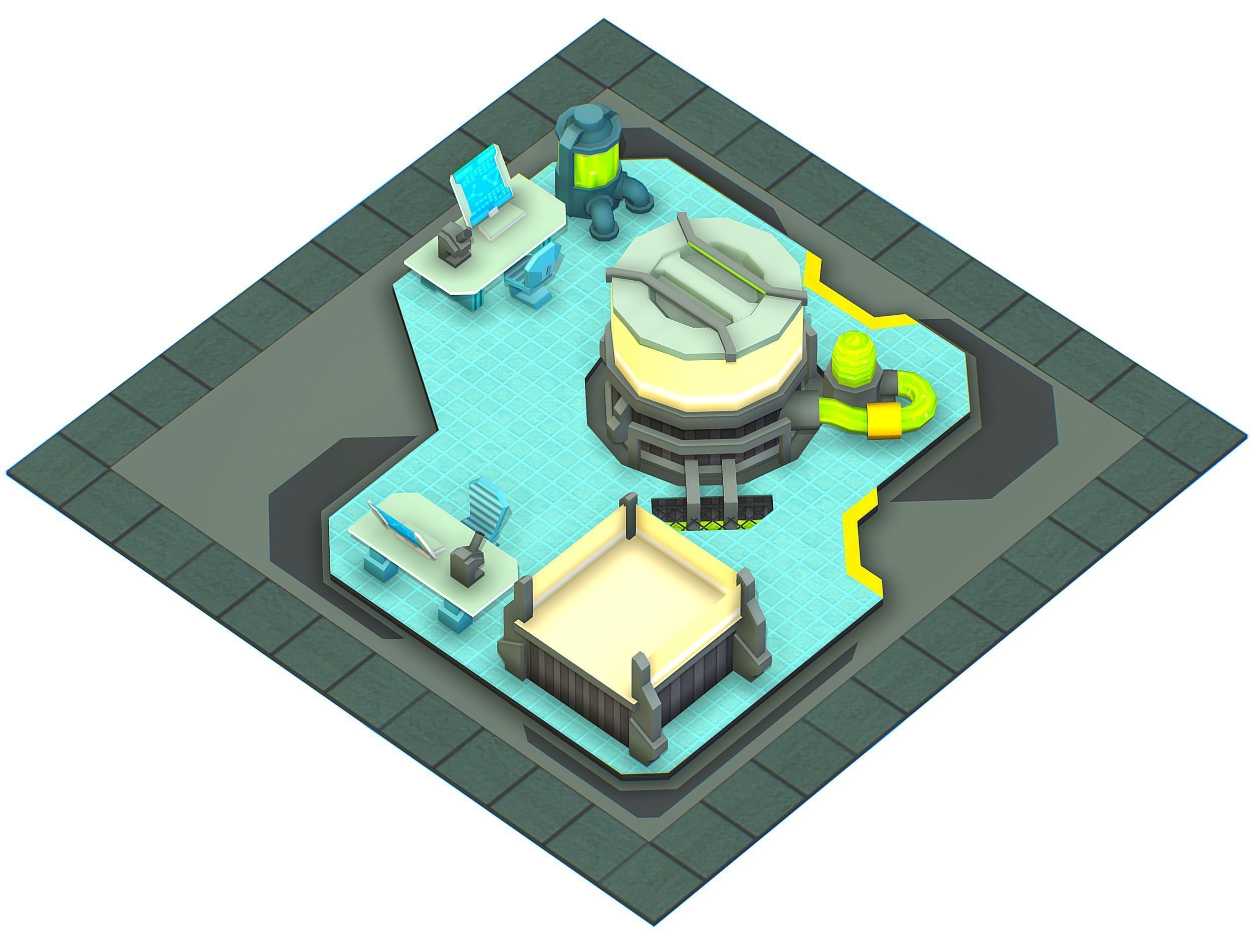 isometrical Underground Chemical Lab Room 1 Low-poly 3D model_3