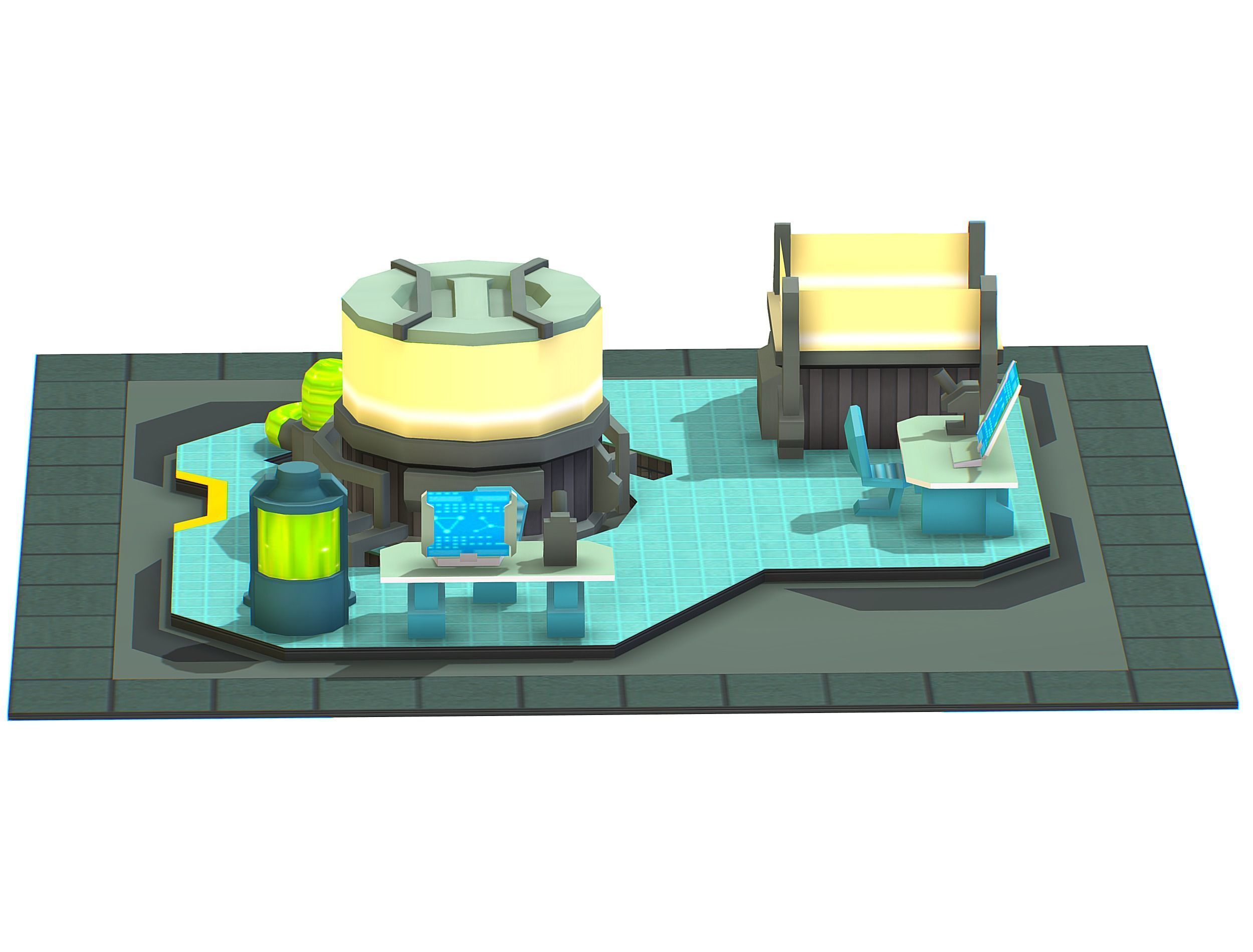 isometrical Underground Chemical Lab Room 1 Low-poly 3D model_8