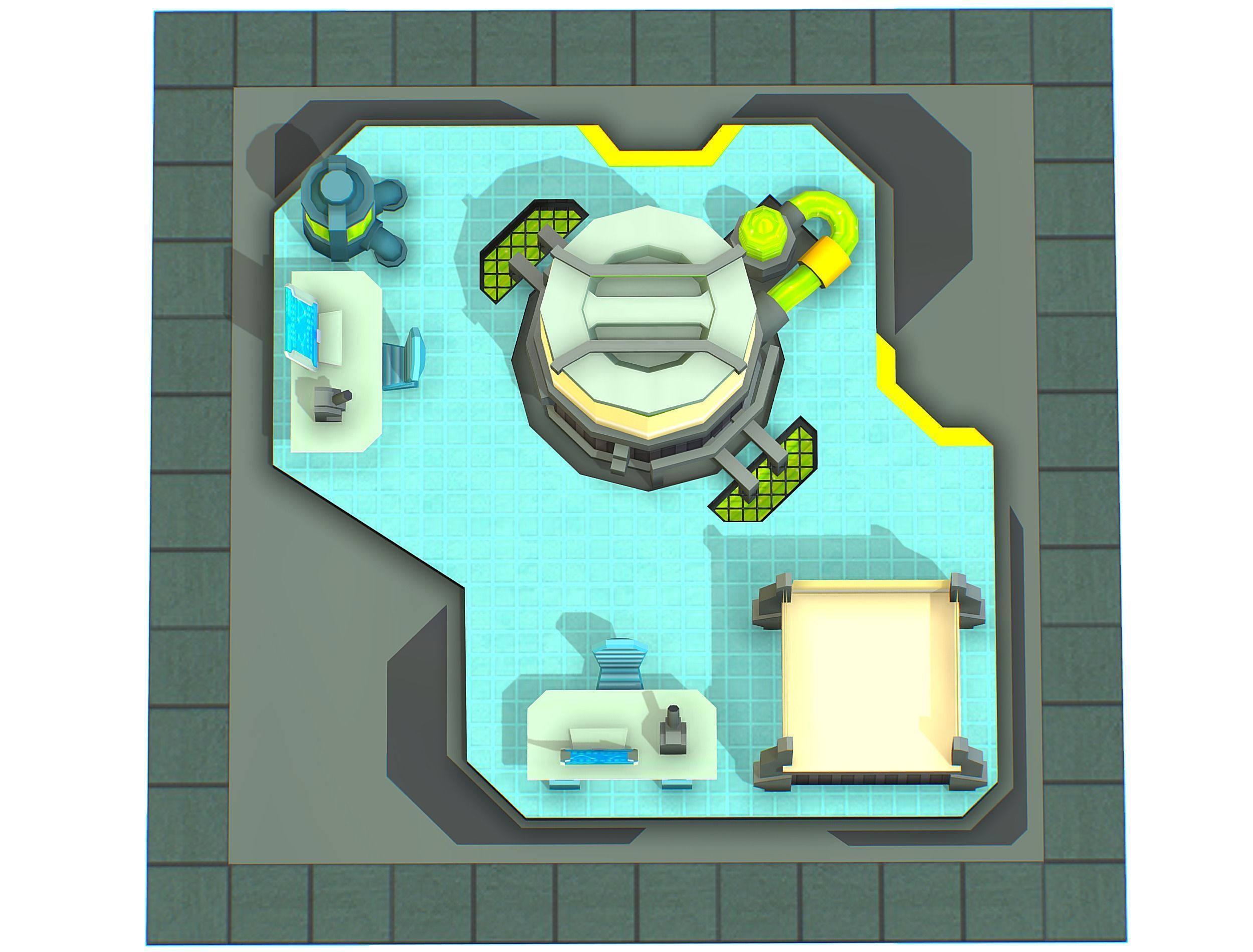 isometrical Underground Chemical Lab Room 1 Low-poly 3D model_17