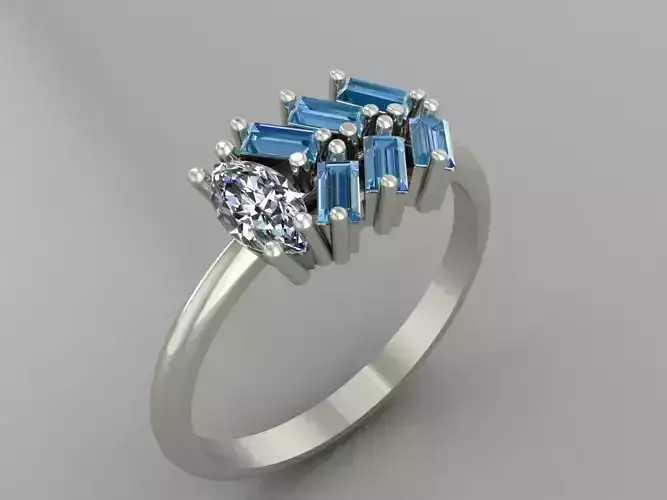 Ring 3D Print 3D print model 3D print model topaz and diamond