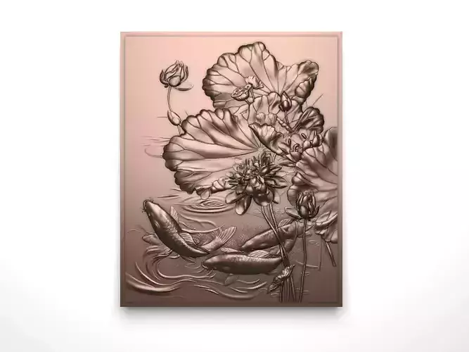 Reliefs of carp and lotus