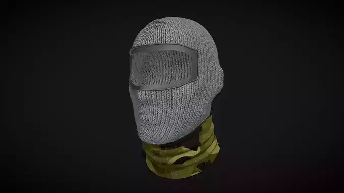 Miltary Ski mask  Neck Gaiter camouflage Low-poly 3D model