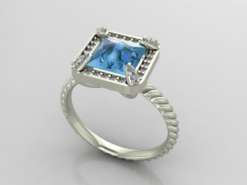 Ring 3D Print 3D print model 3D print model topaz and diamond 3D print model_1