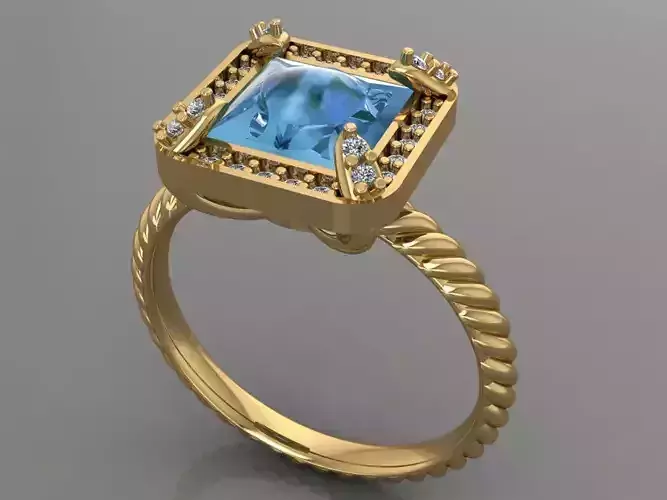 Ring 3D Print 3D print model 3D print model topaz and diamond