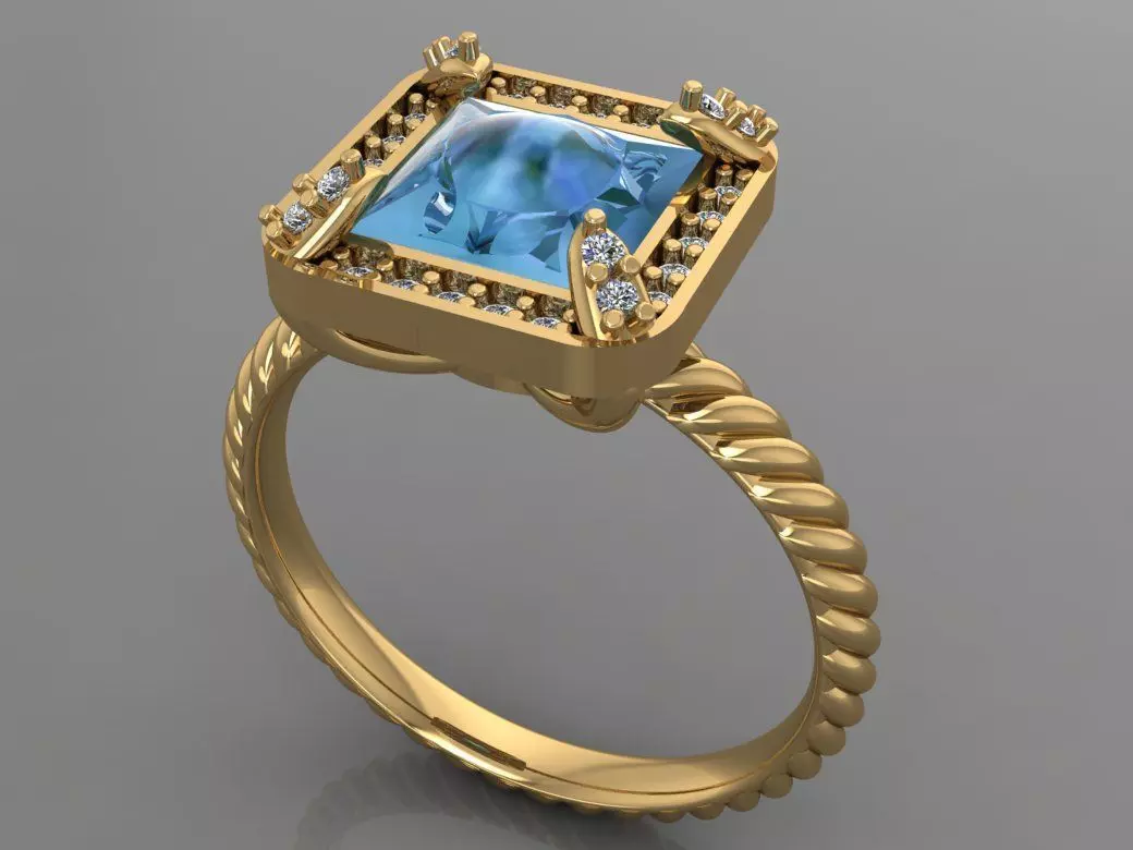 Ring 3D Print 3D print model 3D print model topaz and diamond 3D print model_0