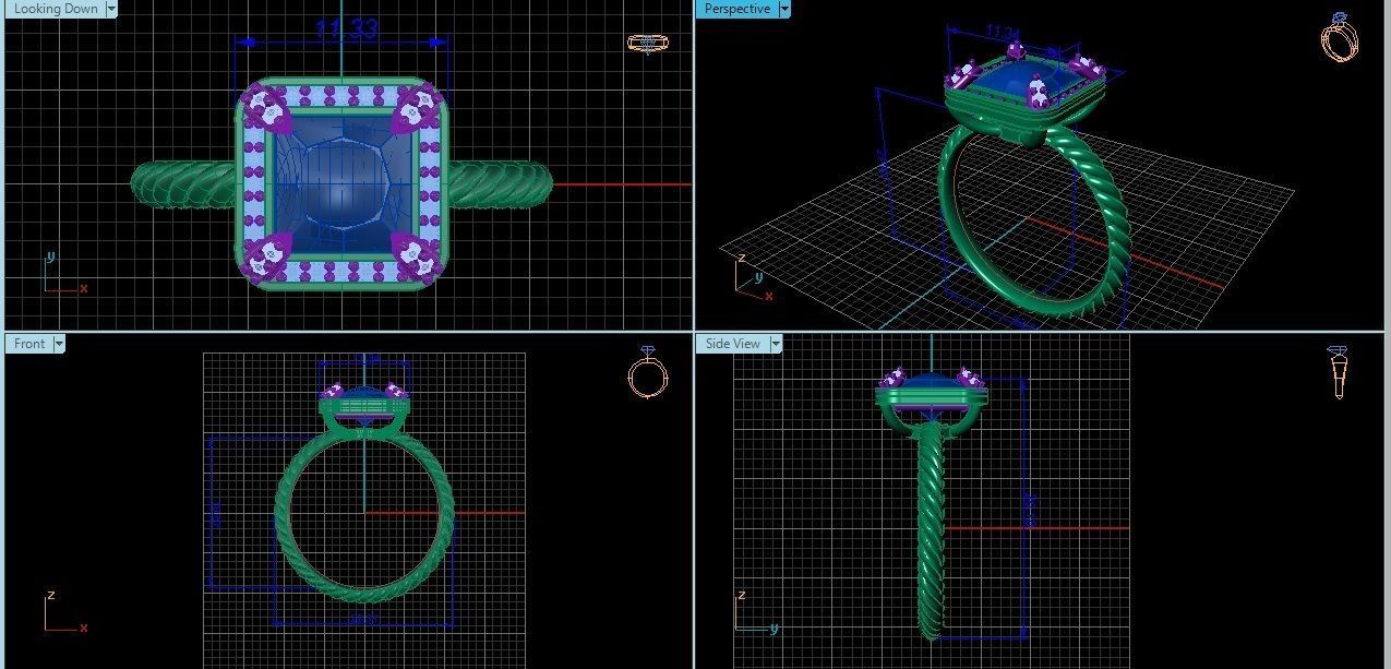 Ring 3D Print 3D print model 3D print model topaz and diamond 3D print model_4