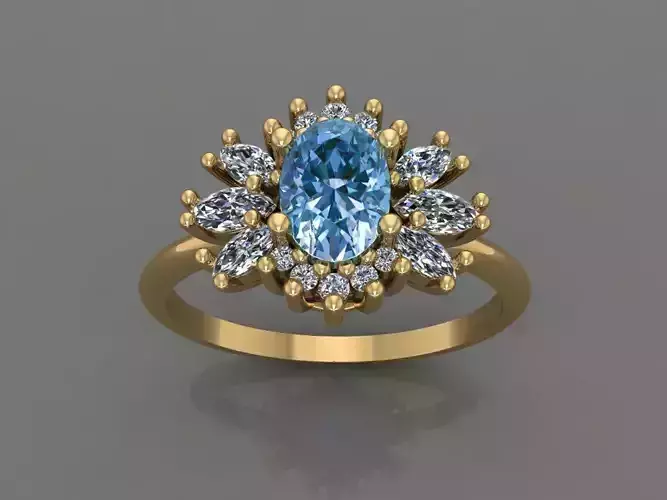 Ring 3D Print 3D print model 3D print model topaz and diamond