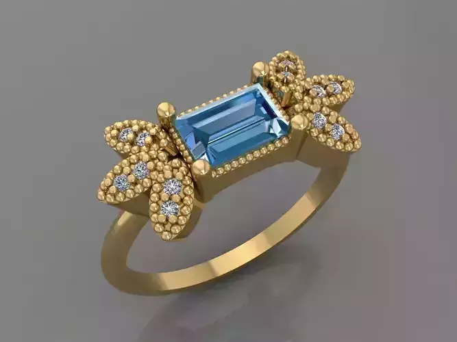 Ring 3D Print 3D print model 3D print model topaz and diamond