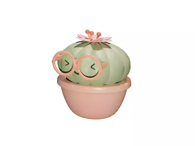 catus cactus with glasses 3D model
