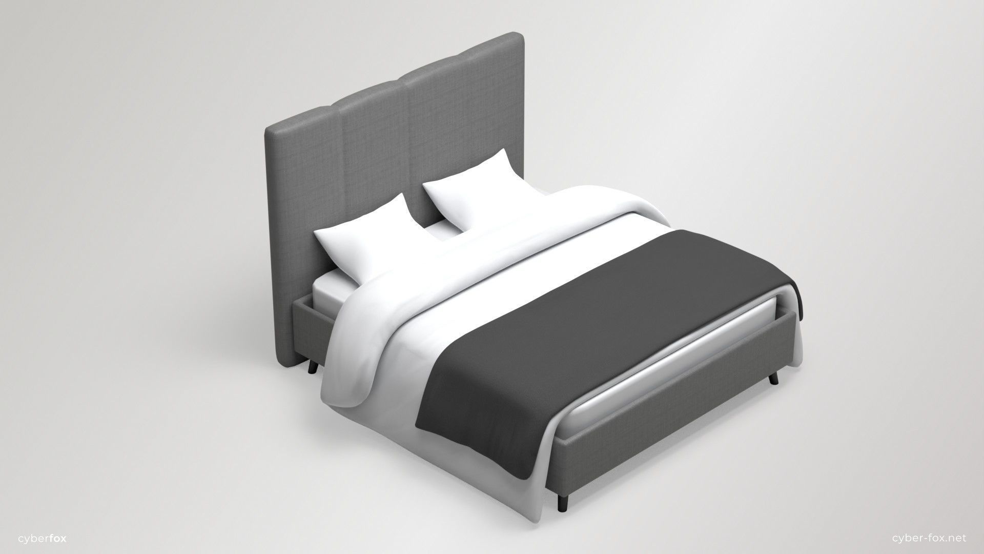 Upholstered Bed Free low-poly 3D model_1