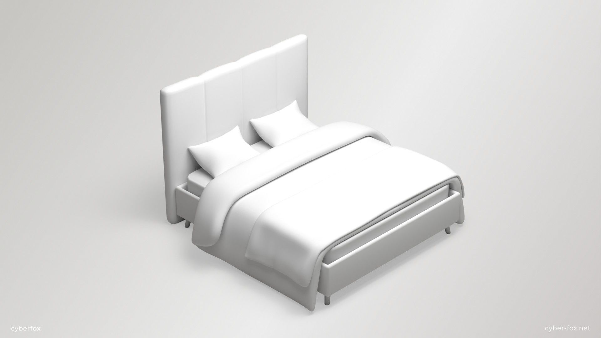 Upholstered Bed Free low-poly 3D model_3