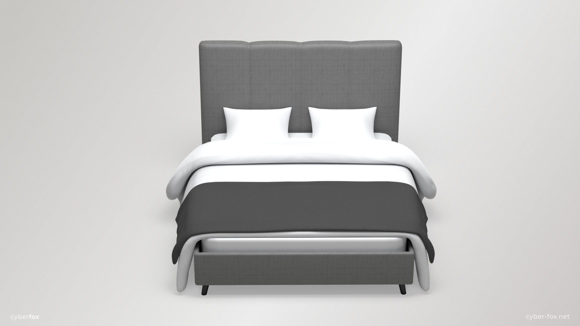 Upholstered Bed Free low-poly 3D model_6