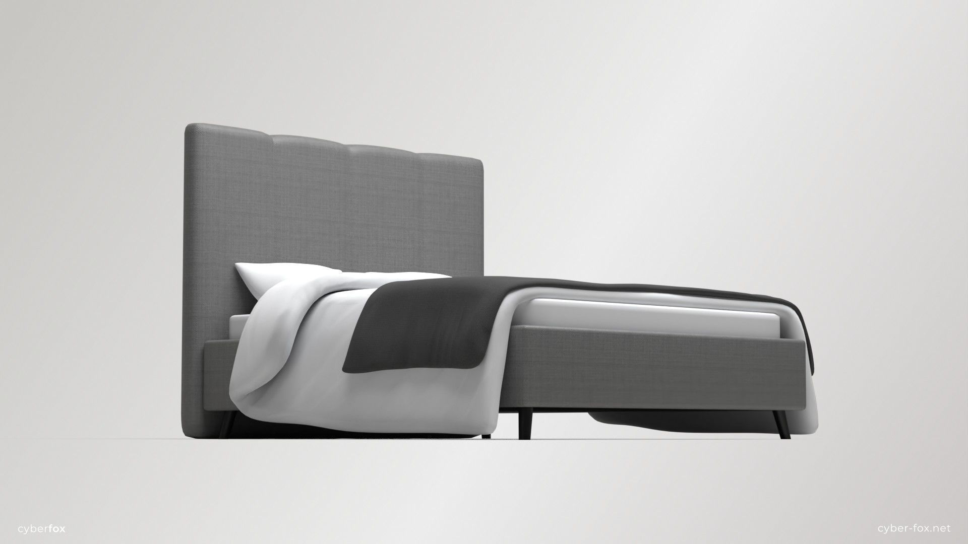 Upholstered Bed Free low-poly 3D model_4