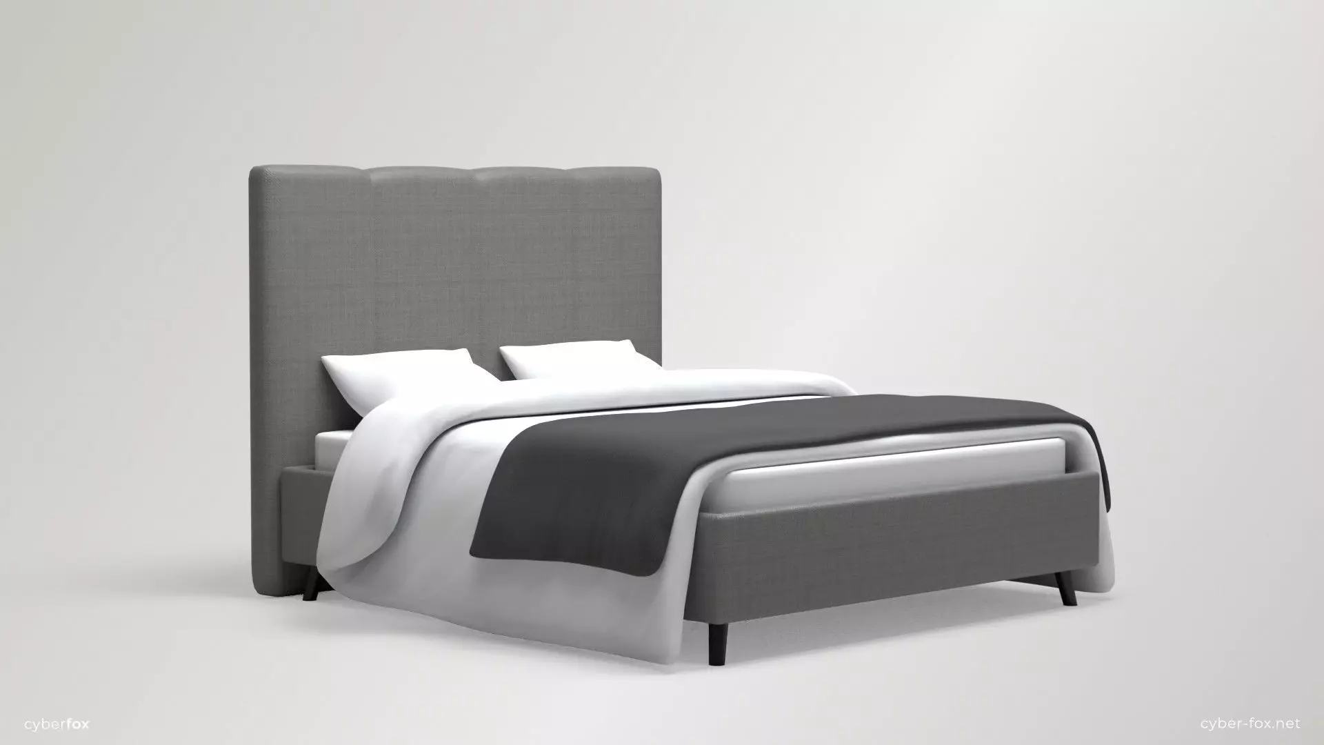 Upholstered Bed Free low-poly 3D model_0