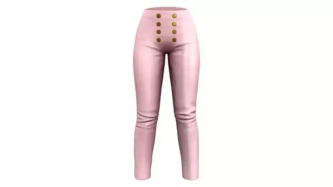 Front Rivets High Waist Pink Pants Low-poly 3D model