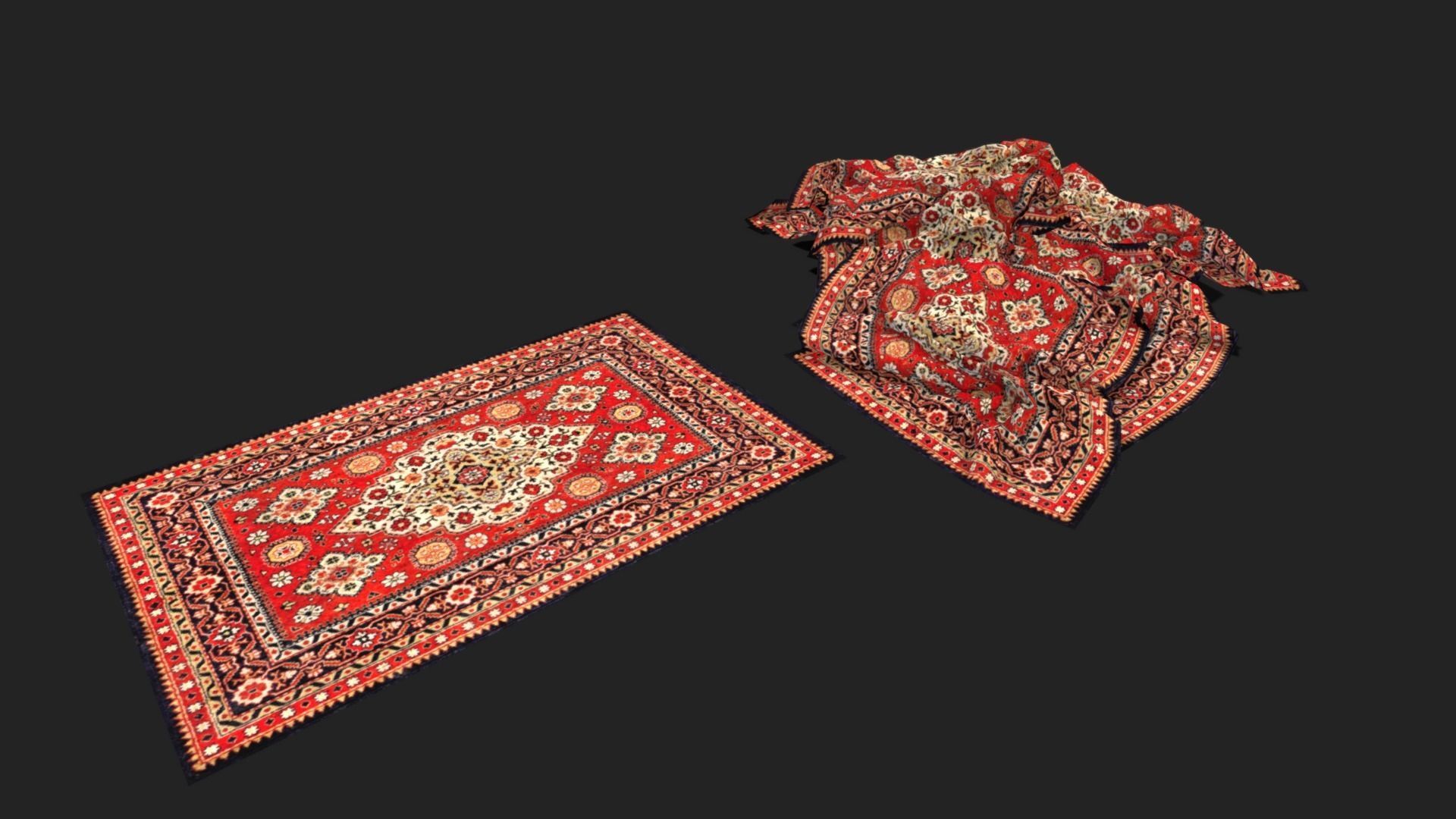 Pile of Carpets - Game ready Low-poly 3D model_1