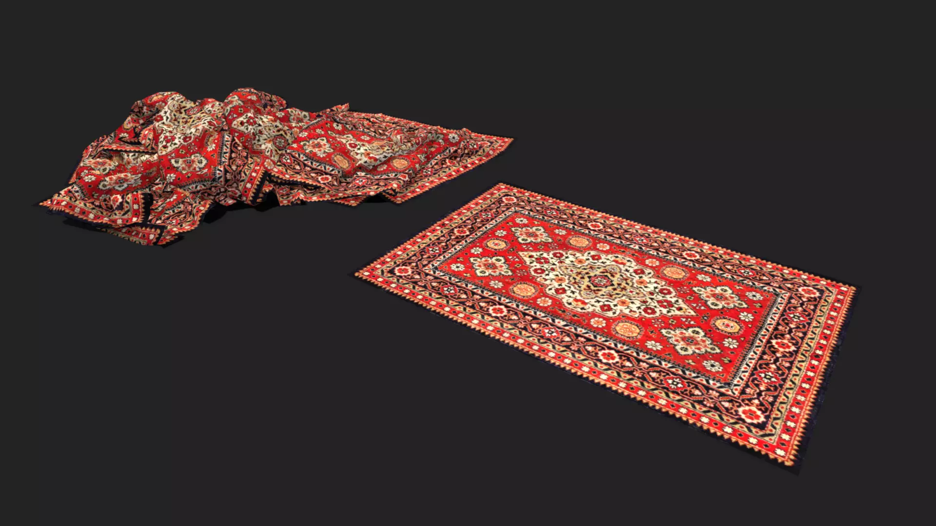 Pile of Carpets - Game ready Low-poly 3D model_0