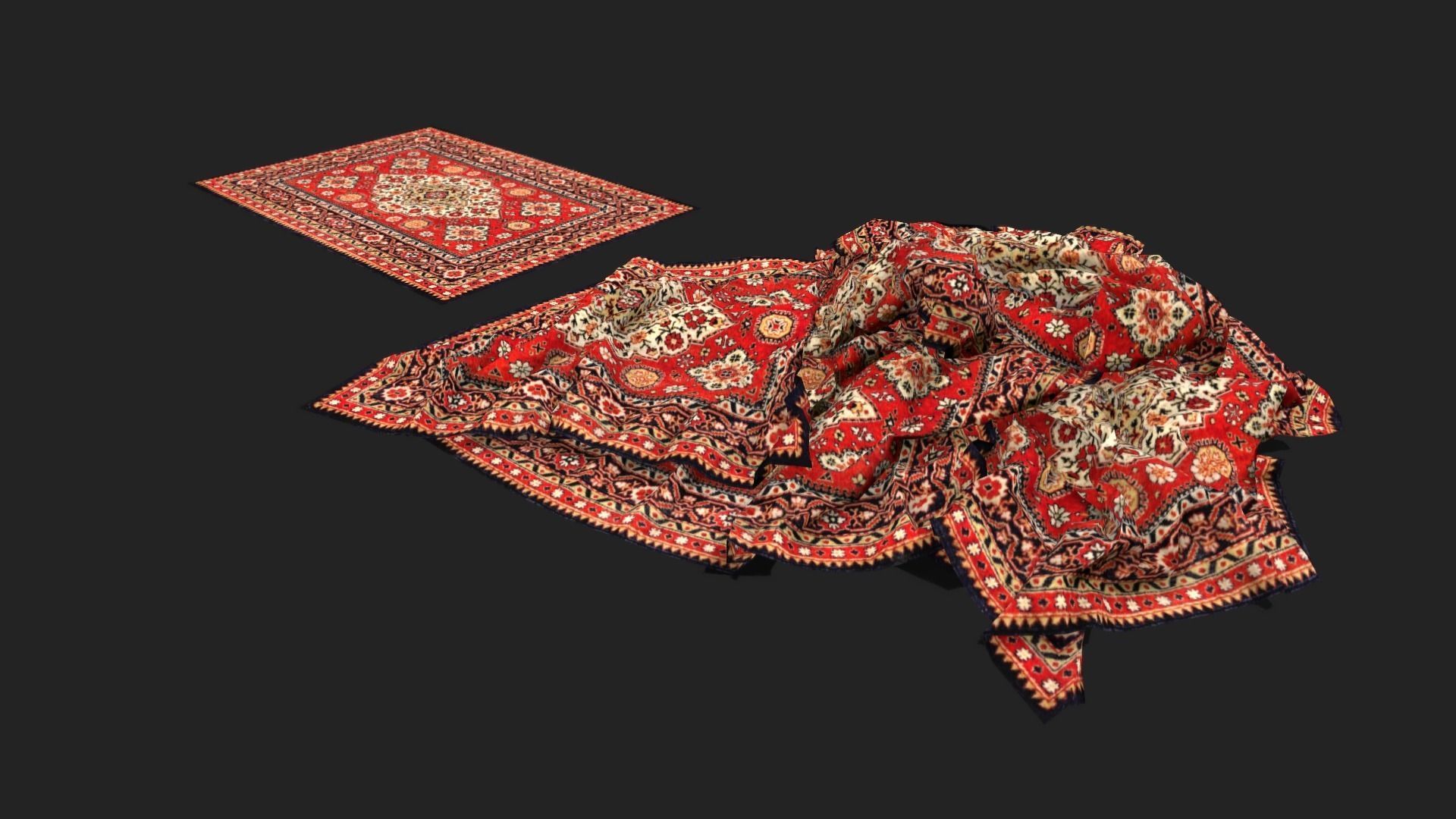 Pile of Carpets - Game ready Low-poly 3D model_3