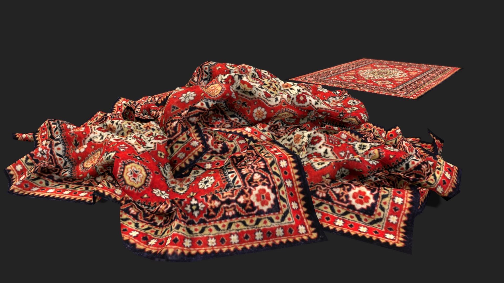 Pile of Carpets - Game ready Low-poly 3D model_2