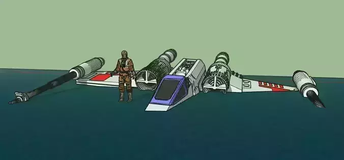 Dagobah Crashed X-wing 3D print model