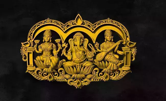 ganesh saraswathi lakshmi locket 3D print model