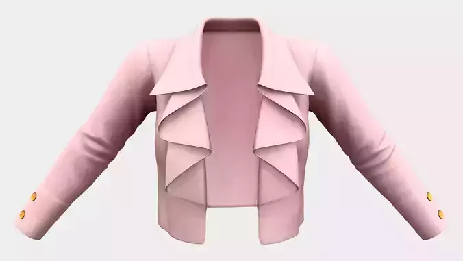 Pink Ruffled Front Jacket