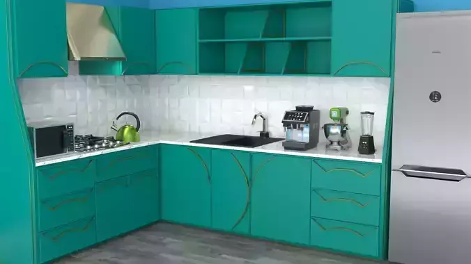 A set of kitchen equipment with furniture for small kitchens