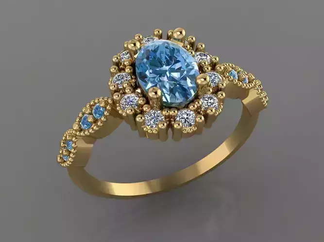 Ring 3D Print 3D print model 3D print model emerald and diamond engagement