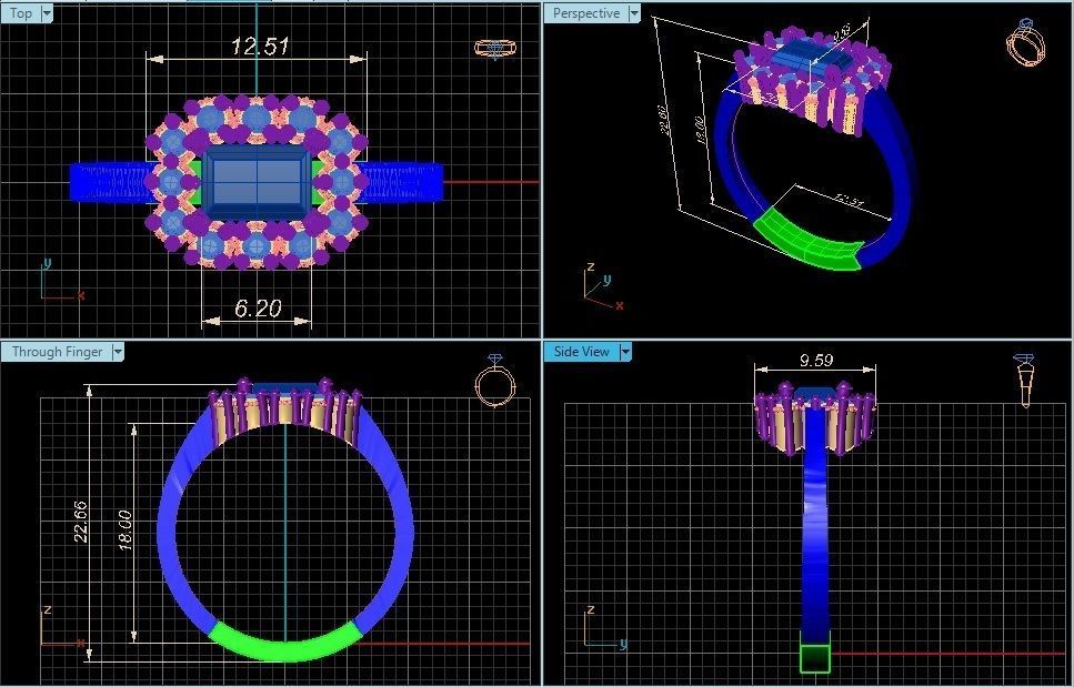 Ring 3D Print 3D print model 3D print model amethyst and diamond 3D print model_4