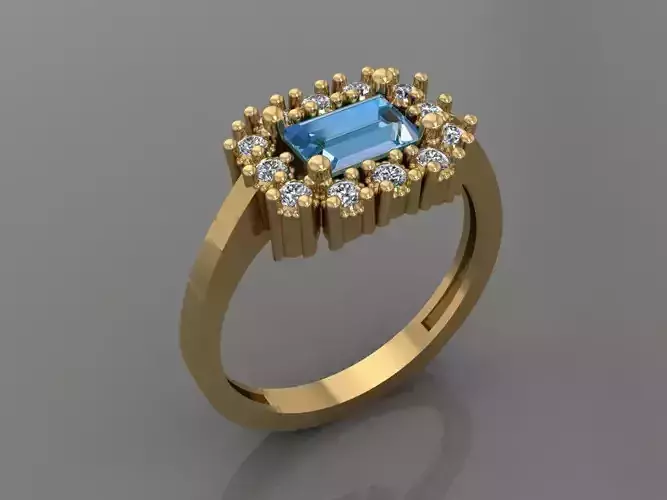 Ring 3D Print 3D print model 3D print model amethyst and diamond