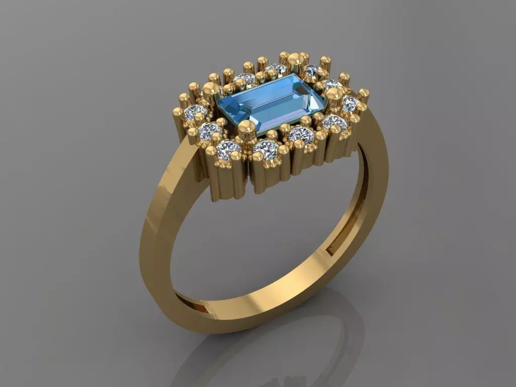 Ring 3D Print 3D print model 3D print model amethyst and diamond 3D print model_0