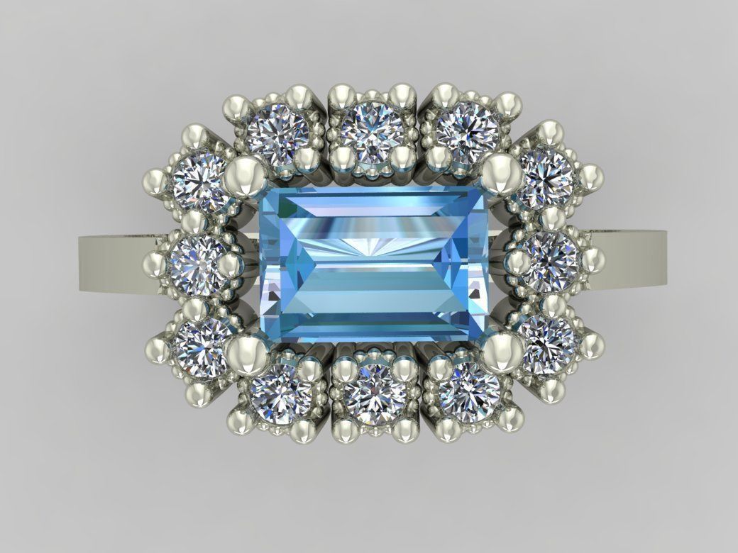 Ring 3D Print 3D print model 3D print model amethyst and diamond 3D print model_3