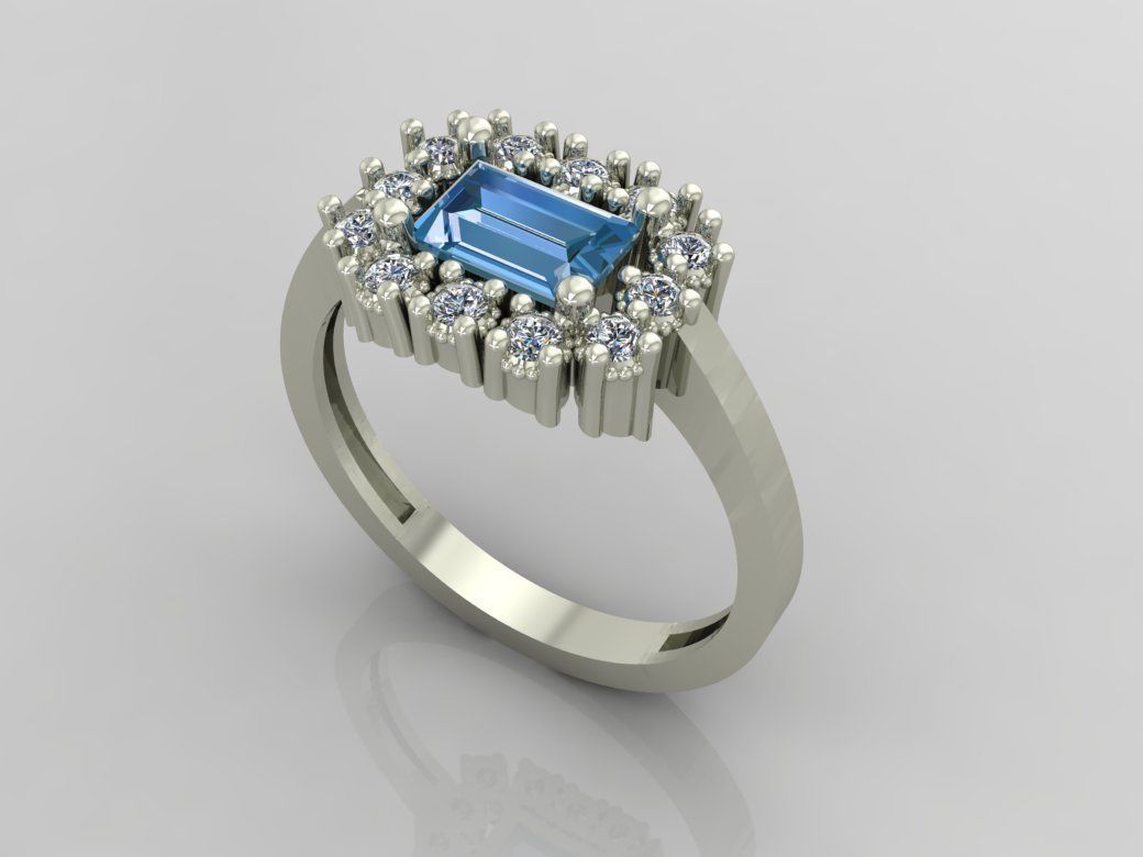 Ring 3D Print 3D print model 3D print model amethyst and diamond 3D print model_2