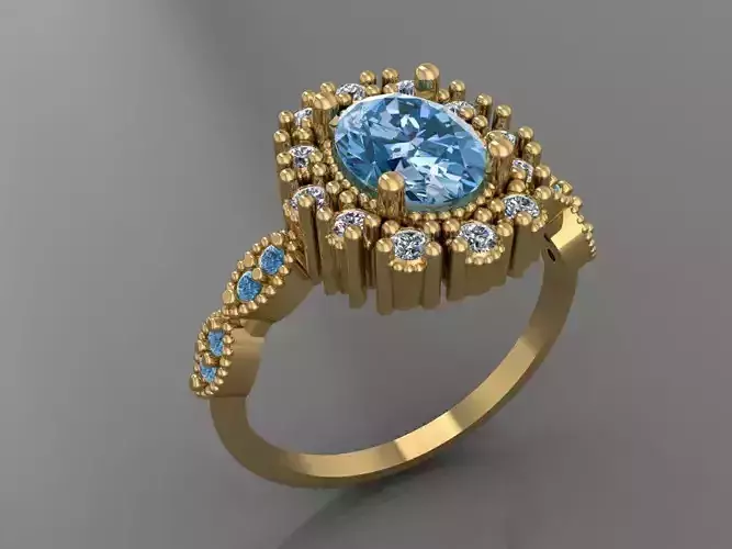 Ring 3D Print 3D print model 3D print model amethyst and diamond