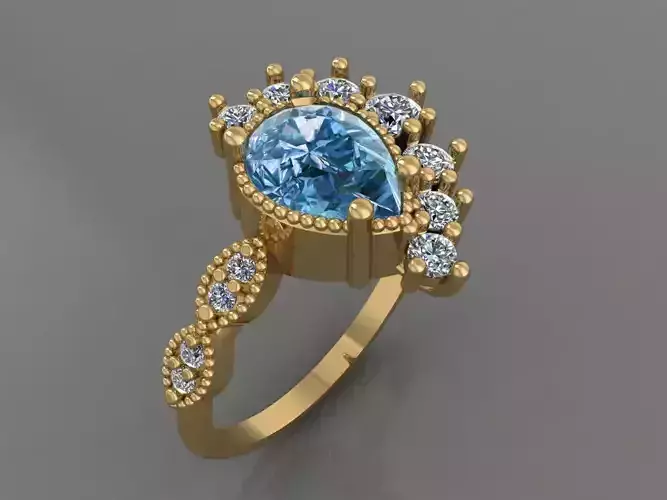 Ring 3D Print 3D print model 3D print model gold with topaz and diamonds