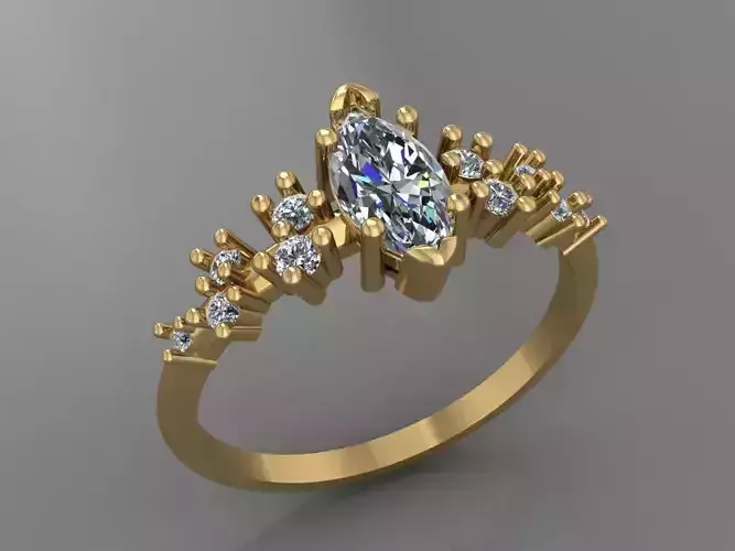 Ring 3D Print 3D print model 3D print model engagement with marquise cut diamond