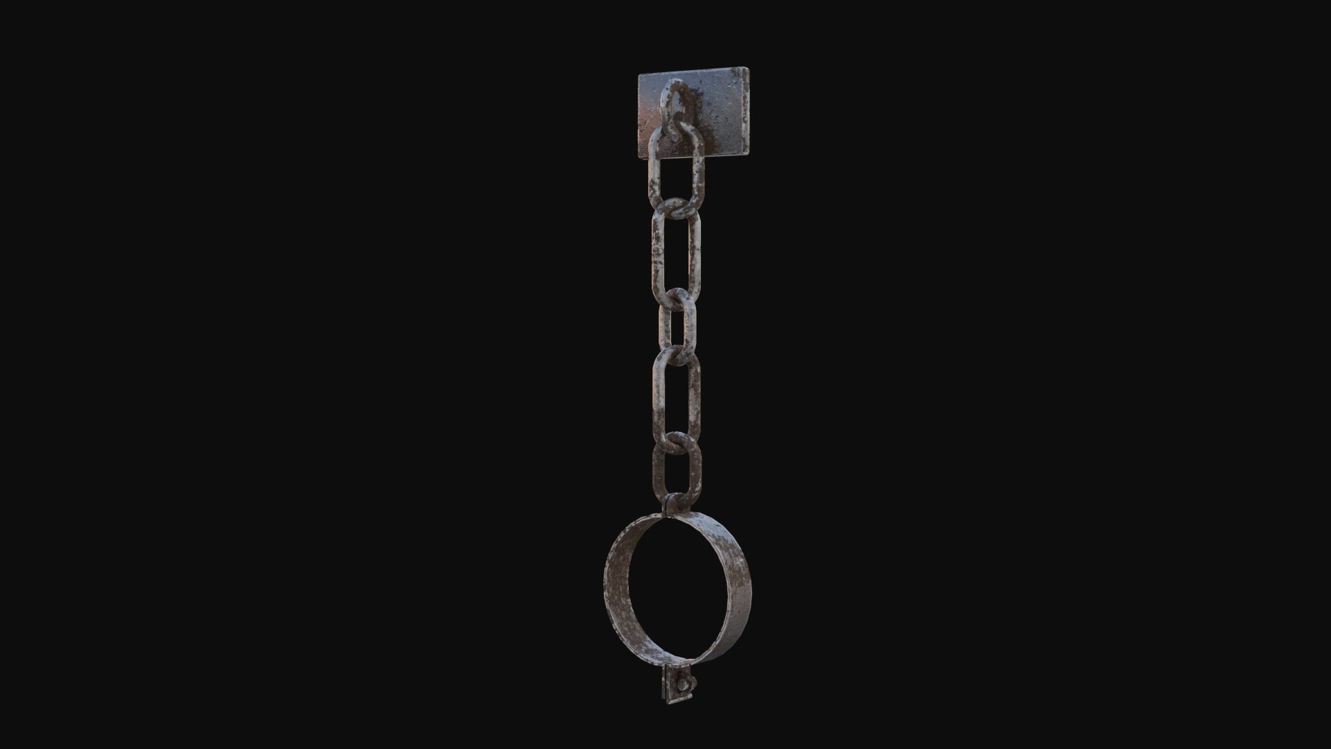 Shackles 3D Model chain hanging from wall Low-poly 3D model_6