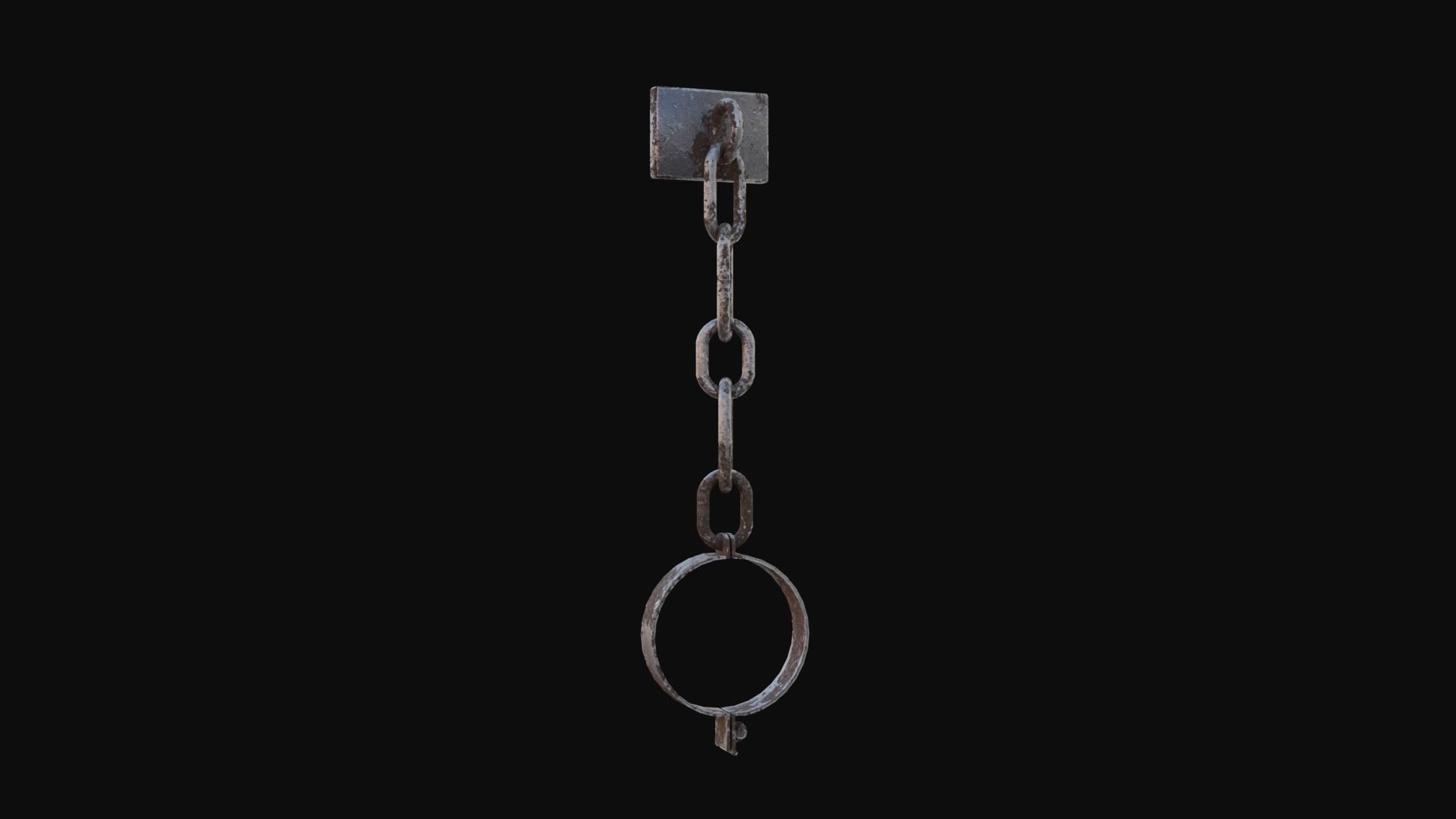 Shackles 3D Model chain hanging from wall Low-poly 3D model_7