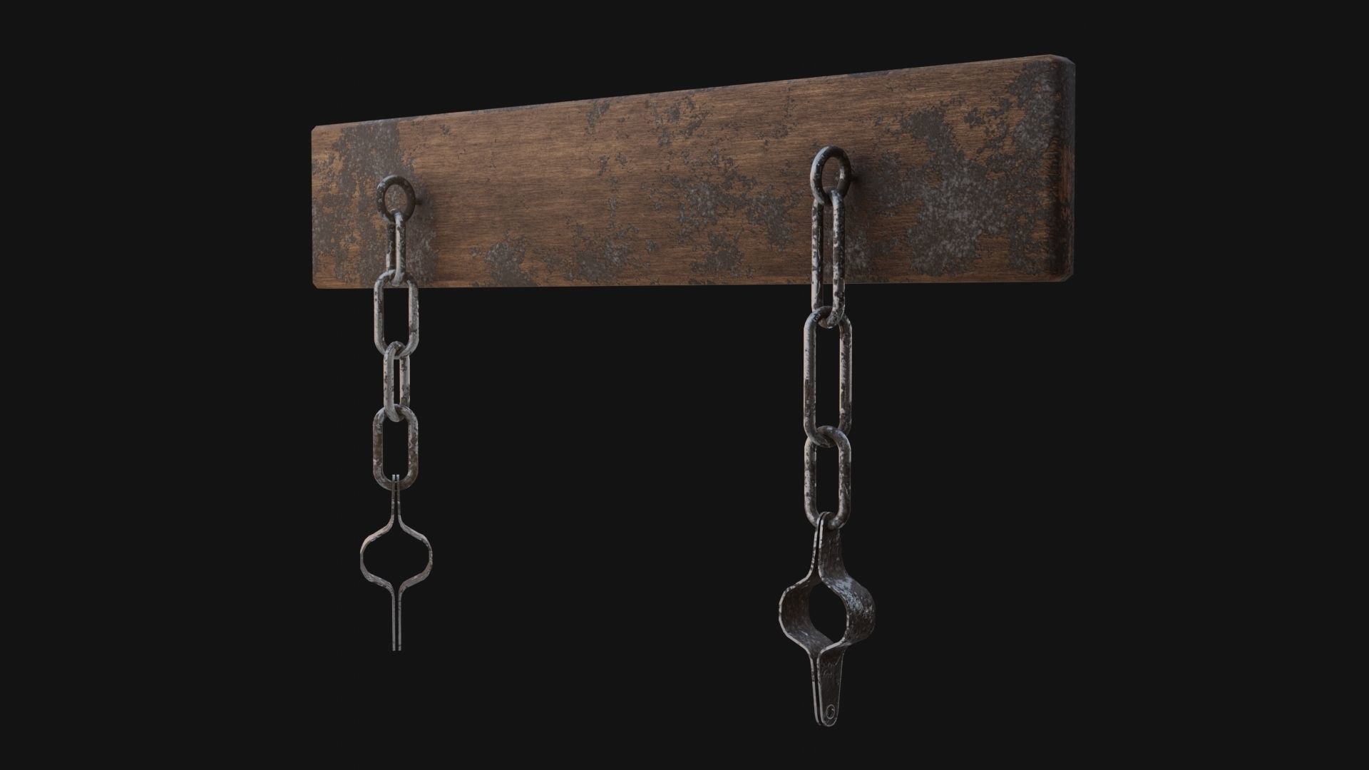 Shackles 3D Model chain hanging from wall Low-poly 3D model_3