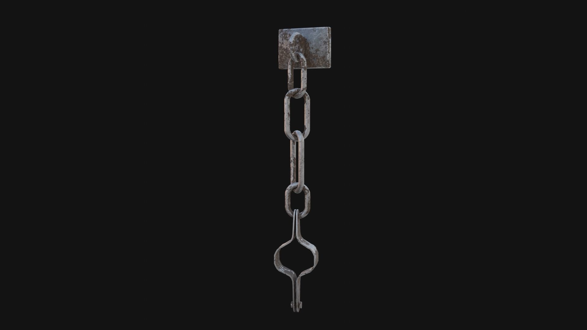 Shackles 3D Model chain hanging from wall Low-poly 3D model_4