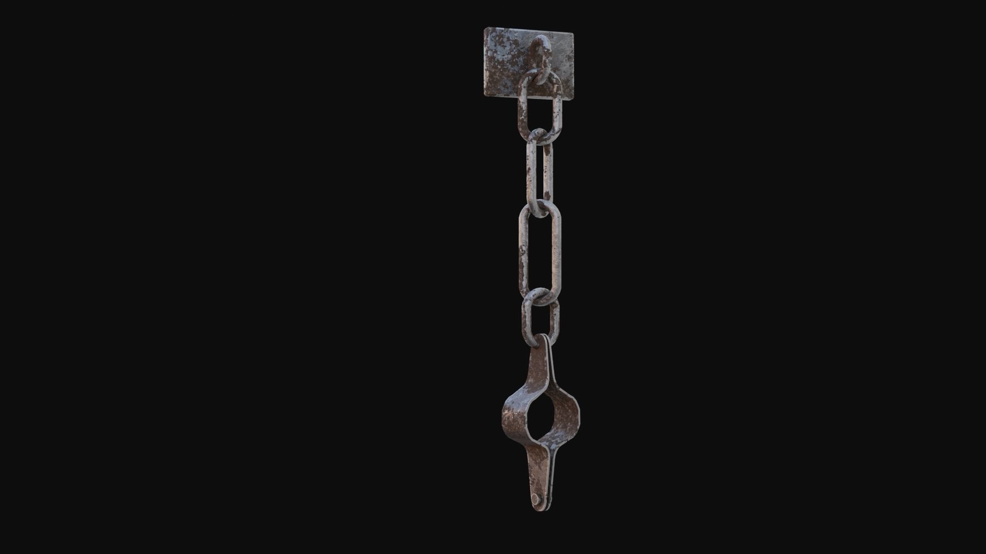 Shackles 3D Model chain hanging from wall Low-poly 3D model_5