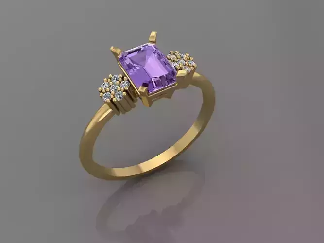 Ring 3D Print 3D print model 3D print model emerald cut topaz