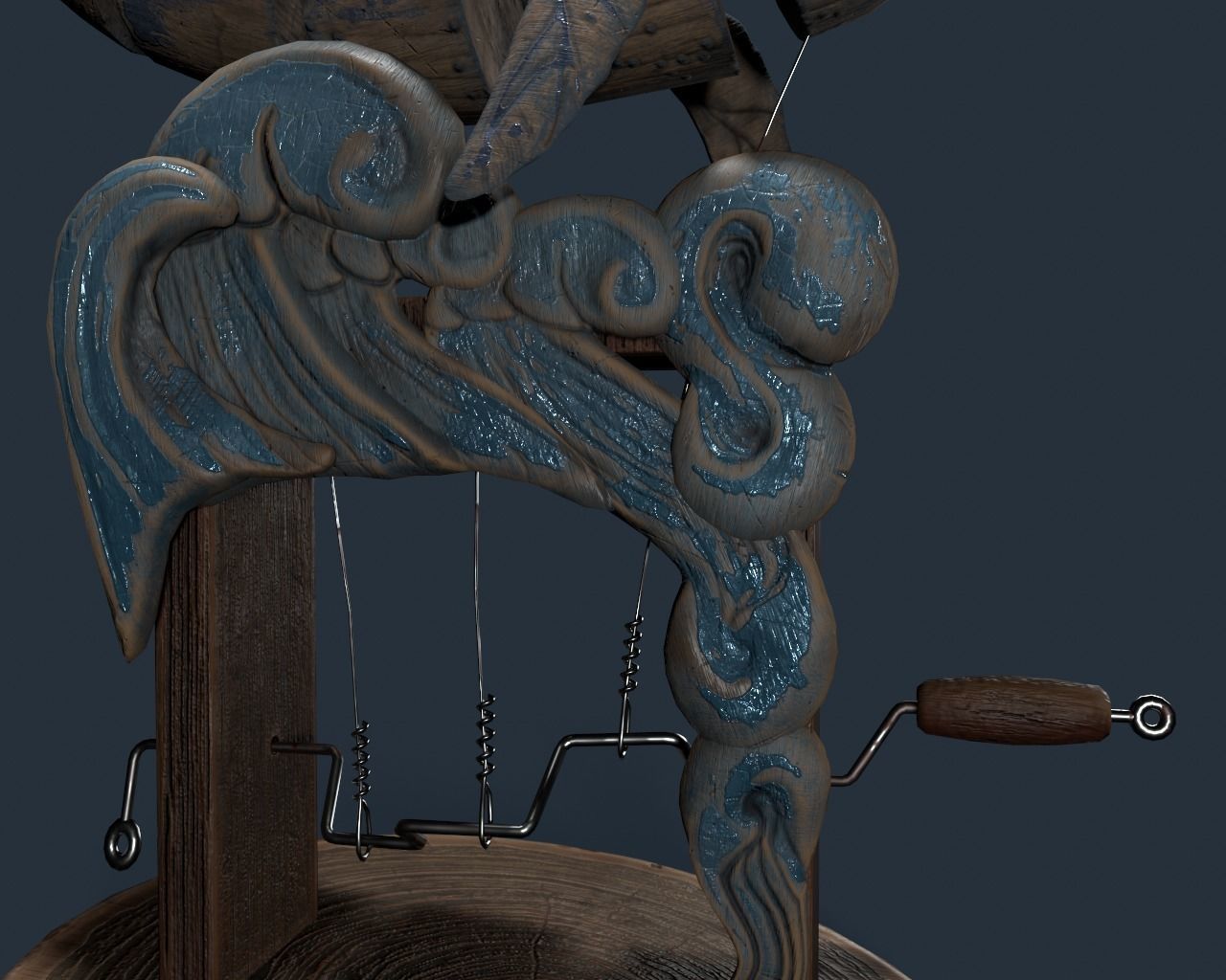 Toy-whale wooden sculpture of whale Low-poly 3D model_5