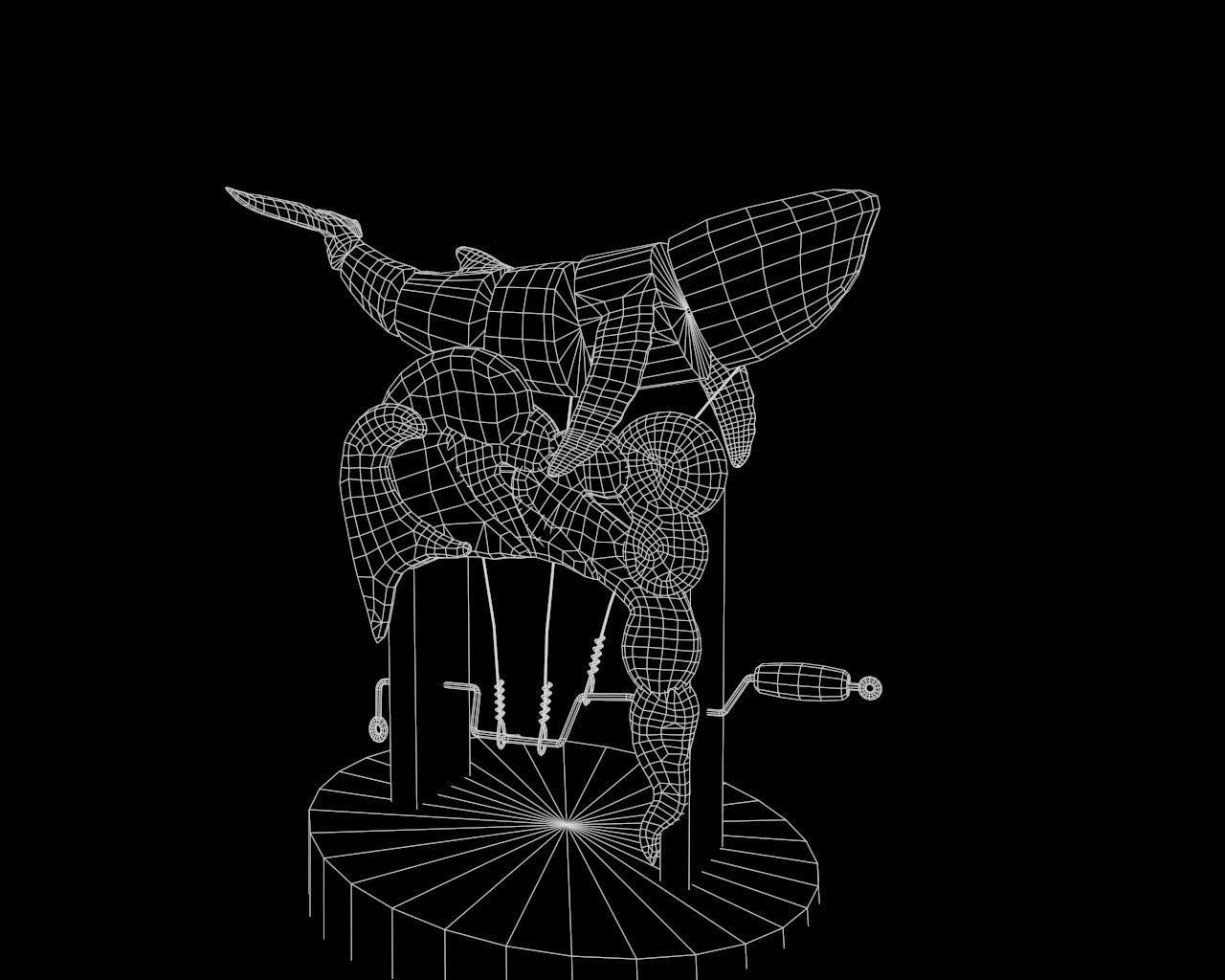 Toy-whale wooden sculpture of whale Low-poly 3D model_6