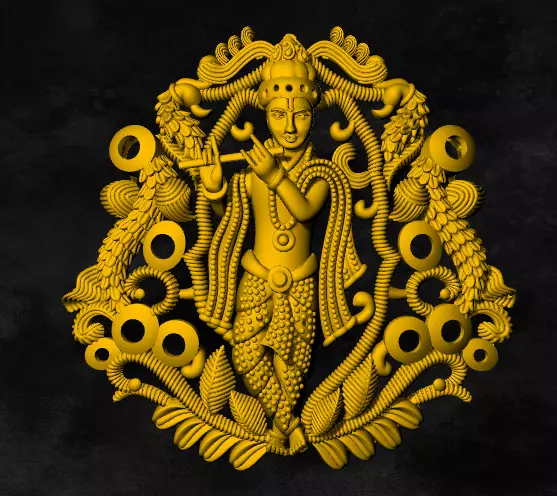 krishna locket 3D print model_0