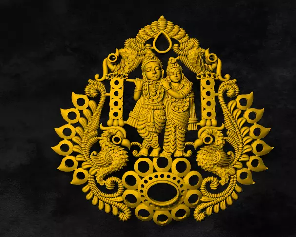 radha krishna locket 3D print model_0
